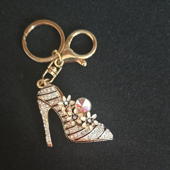 Elegant Gold and Silver Women's Shoe Keychain/Purse Charm - Picture 1 of 2